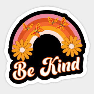 be kind, colorful rainbow with butterflies Sticker